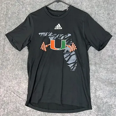 Miami Hurricanes Mens Shirt Small Adidas Black Gray College Tee NCAA Football • $14.99