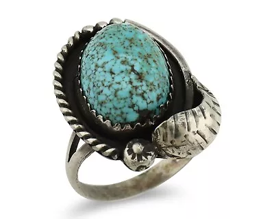 Navajo Ring 925 Silver Mine 8 Turquoise Native Artist C.80s • $179