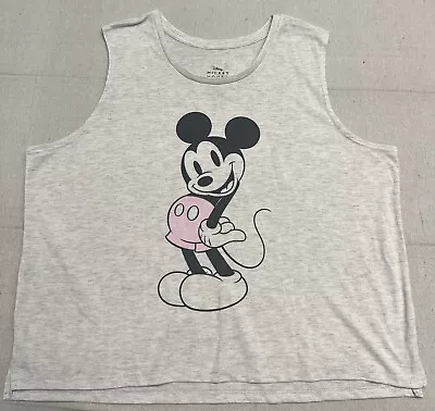 Disney  Teen Womens Grey Mickey Mouse Crop Tank Top Sleeveless Pullover Size XL • $8.99
