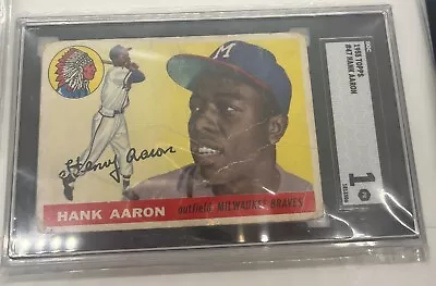 1955 Topps #47 Hank Aaron Milwaukee Braves SGC 1 Graded • $200