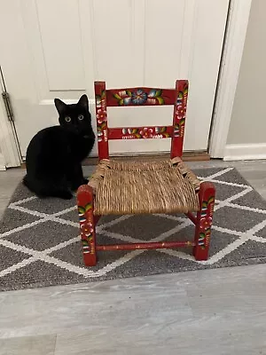 Mexican Folk Art Vintage Red Chair Painted RARE Okay Condition Small • $75