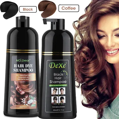 500ml Instant Herbal Hair Dye Colour Shampoo Fast Dye Black/Brown Permanent UK • £12.95