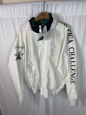 Vintage Nautica Full Zip Jacket Size 2XL White Embroidered Nautica Sailing Coat  • $26.75