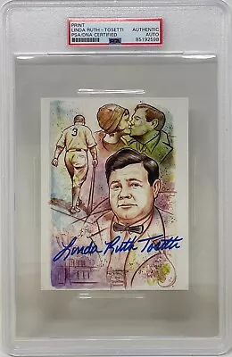 Linda Ruth Tosetti Signed Baseball Print Babe Ruth Granddaughter Yankees PSA/DNA • $49.99