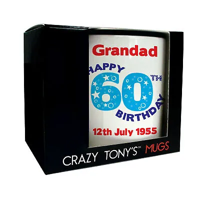 £11.94 • Buy Mens Personalised Happy 60th Birthday Mug Gift Idea For Dad Husband Grandad Papa