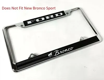 Chrome Metal License Plate Frame For Ford Bronco - Black W/ Script Emblem • $19.99