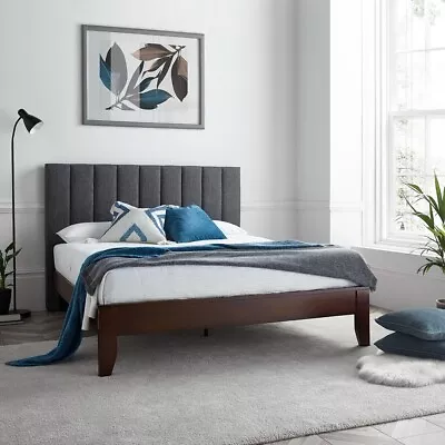 Wooden Bed Frame Dallas Grey And Dark Oak Wooden Bed Frame - 4ft6 5ft • £319.99