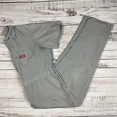 Mens 46 Regular DICKIES Gray Unlined Twill Work Mechanic Coveralls Short Sleeve • $24.99