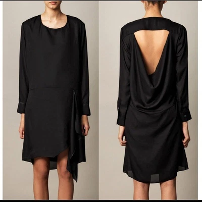 £50 • Buy ACNE Studio Black Adelle Tape Long Sleeve Backless Dress Size 36 UK 8/10 
