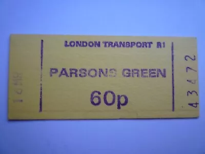 London Transport Underground Parsons Green 60p Tube Station Ticket • £2.50