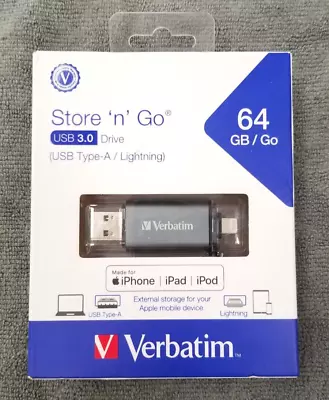 Verbatim Store-N-Go Dual USB 3.0 Flash Drive 64GB Graphite 49301 • $35