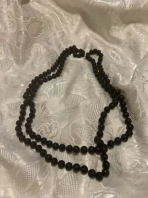 Vtg Faceted Black  Mourning Bead 30  Necklace Flapper Victorian Art Deco • $18