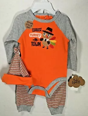 NWT Baby's Essentials 3-piece  Coolest Turkey In Town  Outfit Thanksgiving 9m • $9.99