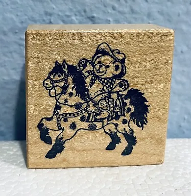 Cowboy Teddy Bear Horse Wood Mounted Rubber Stamp PSX NEW • $5.59