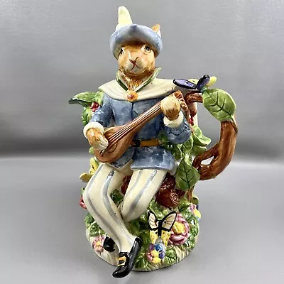 WCL Old World Ceramic Rabbit Pitcher Bunny Garden Butterfly Spring Flowers  • $44.21