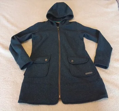 Merrell Blue Fleece Jacket Ladies Full Zip Mid Length Hooded Coatigan Size Small • £21.95