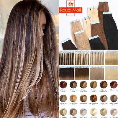£26.08 • Buy Russian Tape In Remy Human Hair Extensions Skin Weft 10PCS-40PCS Thick Full Head
