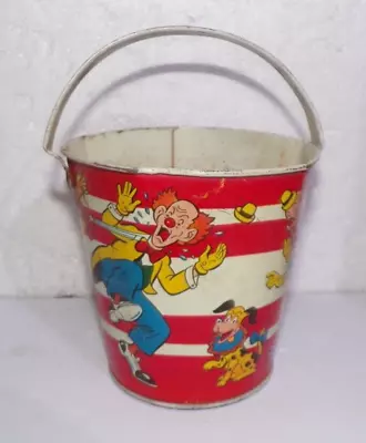 Vintage OHIO ART Tin Metal Litho Clowns & Dog Sand Box Pail Bucket • $4.99