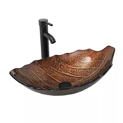 £54.99 • Buy Bathroom Sink Basin Artistic Wash Bowl Countertop Tempered Glass Tap Waste Set