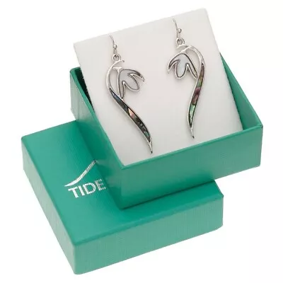 Snowdrop Flower Earrings Paua Abalone Shell Silver Fashion Jewellery Gift Boxed • £10.95