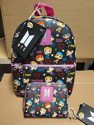 Loungefly Funko Pop! Mini Backpack BTS With Hearts All Over Print With Wallet • $87.79