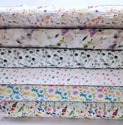 Printed Double Gauze Fabric Cotton Boho Muslin Nursery For Dressmaking + Craft • £6.10