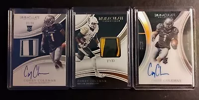 3 Corey Coleman Rookies 2 Autos 1 Patch 2016 Panini Immaculate Baylor Browns • $25