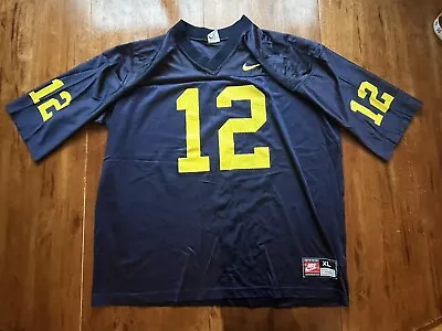 Vintage Nike Michigan Wolverines NCAA #12 Football Jersey USA Made Men's Size XL • $10