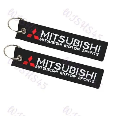 DOUBLE SIDED EMBROIDERED KEYCHAIN TAG For MITSUBISHI CELL HOLDERS KEYRING X2 • $12.88