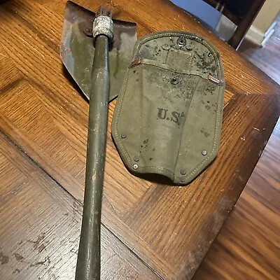 Vintage 1944 WW2 US Army Military Trench Tool Folding Shovel W/ Cover • $45