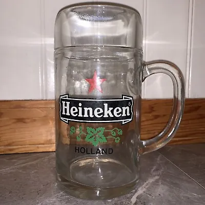 Heineken Red Star Vintage Tankard Glass 1 Liter Stein Beer Mug • $7.99