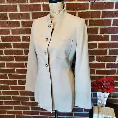 Rene Lezard Vintage Super Fine Wool High Twist Collarless Blazer Jacket 38  • $60