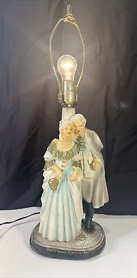 Vintage 1950s Chalkware George & Martha Washington? Colonial Couple Lamp-Works! • $14
