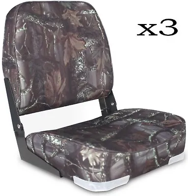 $259.99 • Buy Marine Boat Seat 3 Pack Low Back Padded Bass Folding Fishing Chair Bucket Seats