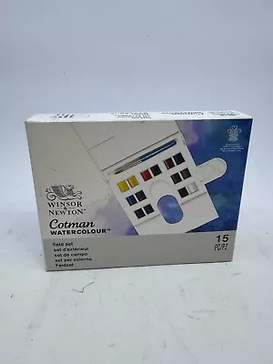 Winsor & Newton Cotman Watercolour Half Pan Field Set 15pc BRAND NEW • £14.99