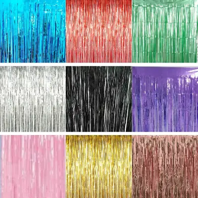 £2.75 • Buy 2m-3m Foil Fringe Tinsel Shimmer Door Curtain Wedding Birthday Party Decorations