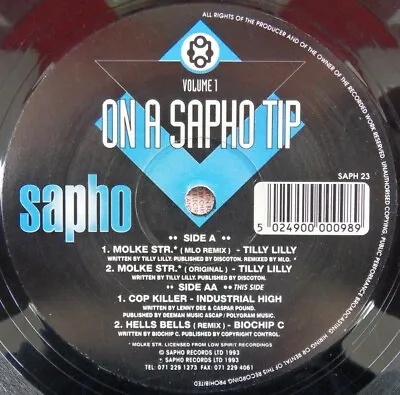 £5 • Buy Various - On A Sapho Tip Volume 1 *** Oldskool - Vinyl - Hardcore - Rave ***