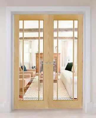 Internal Composite French Doors Langdale Lincoln Clear Glass Oak Pair Glazed • £319.99