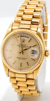 Rolex President 18038 Day/Date 18k Gold Automatic Mens Watch W/ Extra Link • $5900