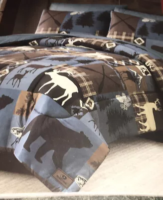 Mossy Oak Bears Moose Deer Comforter Shams & Sheet Set Twin & King Nwt • $75.96