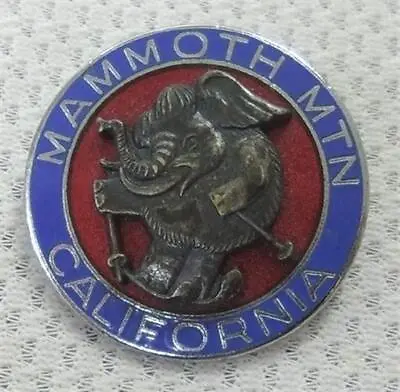 Vintage 1.25  Enamel Mammoth Mtn Mt California Ski Hat Pin Badge Raised Woolly • $24.95