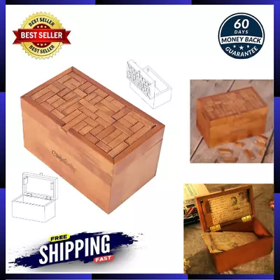Big 32 Steps Wooden Secret Puzzle Box Toys Beech Wood Money Holder Handmade  • $45.50