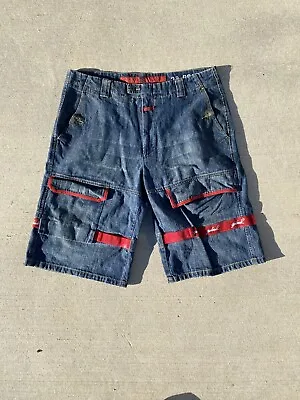 Vintage Marithe Francois Girbaud Jean Shorts Sz 38 Y2K Baggy Strap Skater • $44.97