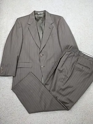 VINTAGE Evan Picone Suit Mens 40R Jacket 36x29 Pants Brown Pinstripe Wool USA • $39.94