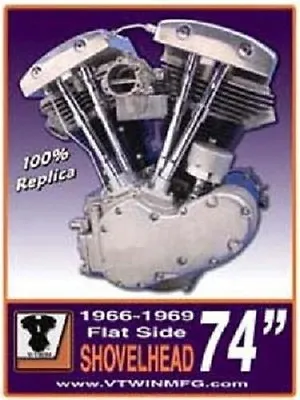 $29.99 • Buy V-Twin Harley Shovelhead Engine Tin Sign Plaque Shovel Head Motor Metal 48-0048