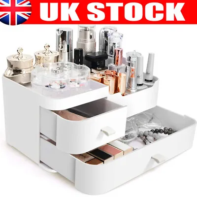 Dressing Table Makeup Storage Box Drawers Cosmetic Case Desktop Tidy Organizer • £10.96