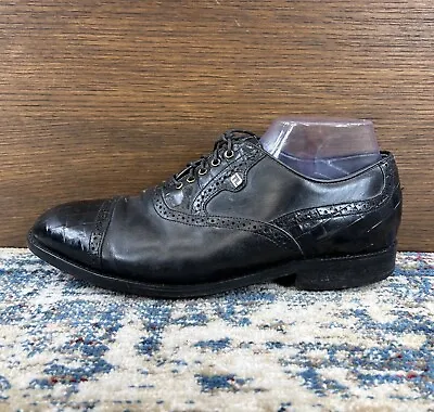 Vtg Footjoy Classics Dry Golf Shoes 51369 Black Cap Toe Mens Sz 8.5E USA Made • $34.99