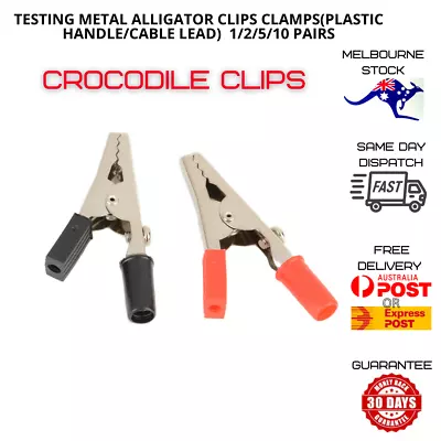 Testing Metal Alligator Clip (Plastic Handle & Cable Lead) 1/2/5/10 Pairs • $3.95