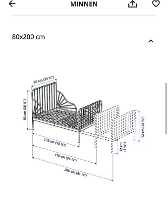 IKEA MINNEN Extendable Kids Children Single Bed With Mattress • £50