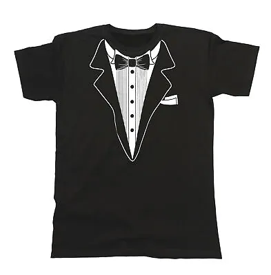 £10.99 • Buy Tuxedo Mens ORGANIC T-Shirt Suit Tie Wedding Fancy Dress Stag Party Dinner Gift